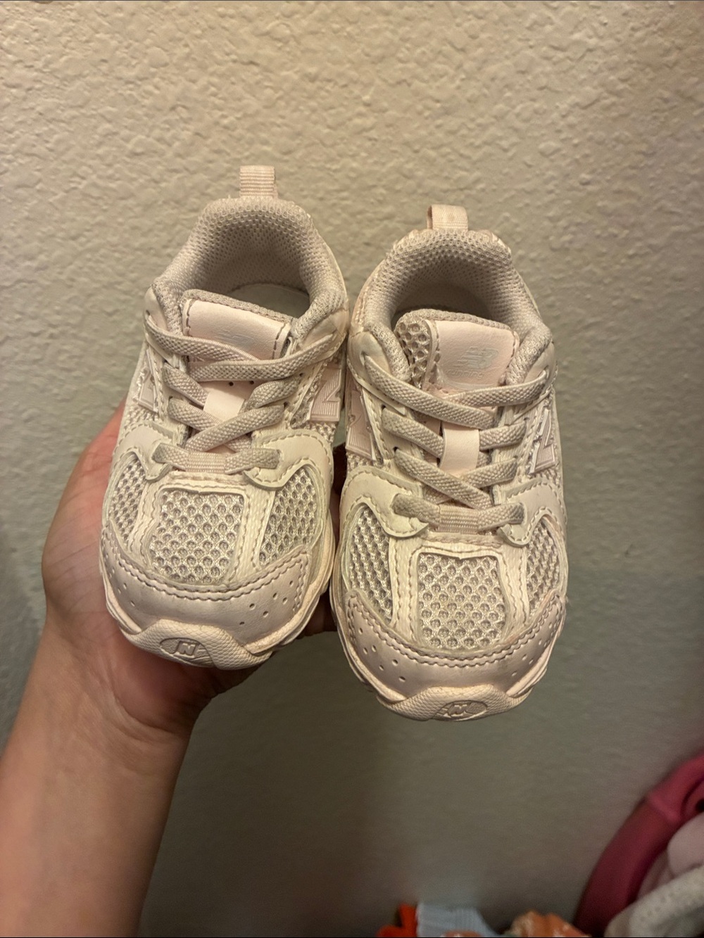New Balance Toddler Sneakers in Pale Pink and Cream